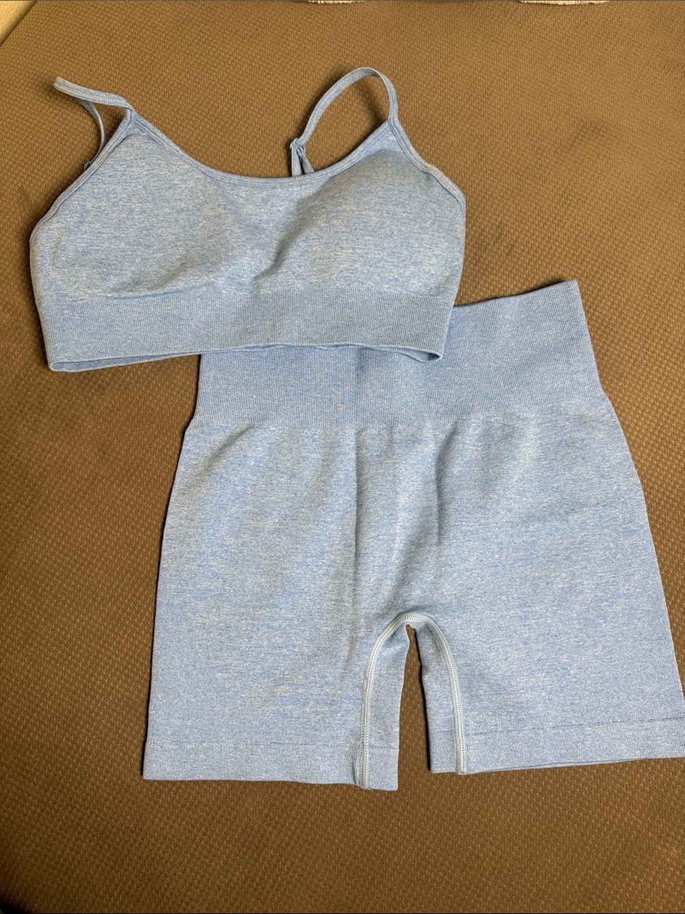 Amazon Light Blue Athletic Shorts and Bralette Set